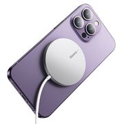 Incarcator wireless magnetic 15W Baseus Mini 3, argintiu