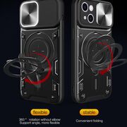 Husa pentru  iPhone 16 Plus cu protecție pentru cameră și suport magnetic integrat Ring Shockproof, rosu