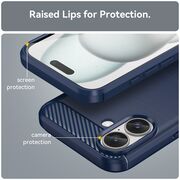 Husa pentru iPhone 16 Carbon Liquid Silicone, albastru