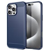 Husa pentru iPhone 16 Pro Max Carbon Liquid Silicone, albastru