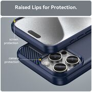 Husa pentru iPhone 16 Pro Max Carbon Liquid Silicone, albastru