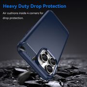Husa pentru iPhone 16 Pro Max Carbon Liquid Silicone, albastru