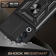 Husa pentru  Oppo A80 Ring Armor Kickstand Tough Rugged Cover cu protectie camera, negru