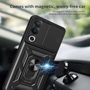 Husa pentru  Oppo A80 Ring Armor Kickstand Tough Rugged Cover cu protectie camera, negru