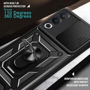 Husa pentru  Oppo A80 Ring Armor Kickstand Tough Rugged Cover cu protectie camera, negru
