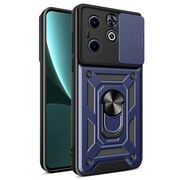 Husa pentru  Infinix Hot 40i / Infinix SMART 8 Ring Armor Kickstand Tough Rugged Cover cu protectie camera, albastru