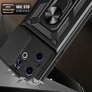 Husa pentru  Infinix Hot 40i / Infinix SMART 8 Ring Armor Kickstand Tough Rugged Cover cu protectie camera, negru