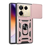 Husa pentru  Infinix Note 40 Pro 4G Ring Armor Kickstand Tough Rugged Cover cu protectie camera, roz