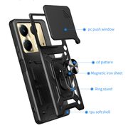 Husa pentru  Infinix Note 40 Ring Armor Kickstand Tough Rugged Cover cu protectie camera, roz