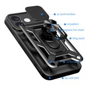 Husa pentru  iPhone 16 Plus Ring Armor Kickstand Tough Rugged Cover cu protectie camera, albastru