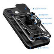 Husa pentru  iPhone 16 Plus Ring Armor Kickstand Tough Rugged Cover cu protectie camera, roz