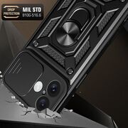 Husa pentru  iPhone 16 Plus Ring Armor Kickstand Tough Rugged Cover cu protectie camera, roz