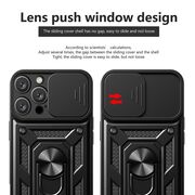 Husa pentru  iPhone 16 Pro Max Ring Armor Kickstand Tough Rugged Cover cu protectie camera, albastru