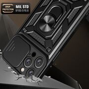 Husa pentru  iPhone 16 Pro Max Ring Armor Kickstand Tough Rugged Cover cu protectie camera, roz
