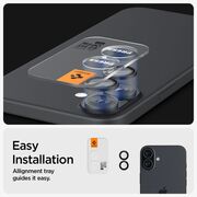 [Pachet 2x] Folie sticla camera iPhone 16 / 16 Plus Spigen Glas.tR Optik EZ Fit Pro, negru