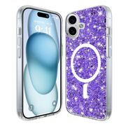 Husa pentru  iPhone 16 Plus MagSafe cu sclipici Liquid Crystal Glitter, mov