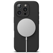 Husa premium pentru iPhone 16 Pro Silicone Magnetic compatibila MagSafe captusita cu microfibra - negru