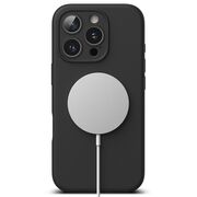 Husa premium pentru iPhone 16 Pro Max Silicone Magnetic compatibila MagSafe captusita cu microfibra - negru