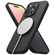 Husa premium pentru iPhone 16 Pro Max Silicone Magnetic compatibila MagSafe captusita cu microfibra - negru