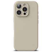 Husa premium pentru iPhone 16 Pro Max Silicone Magnetic compatibila MagSafe captusita cu microfibra - crem