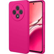 Husa pentru  Oppo Reno 12F, 12FS Liquid Silicone, subțire, captusita cu microfibra, anti amprentă, protectie cameră foto, fucsia