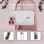 Husa pentru iPhone 16 Pro Max cu MagSafe si protectie pentru lentile anti-shock 1.5 mm transparent - roz