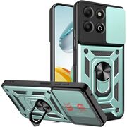 Husa pentru  Honor X6b Ring Armor Kickstand Tough Rugged Cover cu protectie camera, verde
