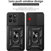 Husa pentru  Honor X6b Ring Armor Kickstand Tough Rugged Cover cu protectie camera, verde