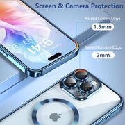 Husa pentru iPhone 16 Pro Max cu MagSafe si protectie pentru lentile anti-shock 1.5 mm transparent - albastru