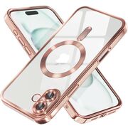 Husa pentru  iPhone 16 Plus cu MagSafe si protectie pentru lentile anti-shock 1.5 mm transparent - roz