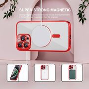 Husa pentru  iPhone 16 Pro cu MagSafe si protectie pentru lentile anti-shock 1.5 mm transparent - rosu