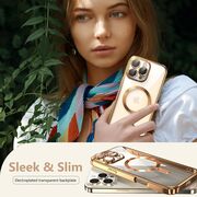 Husa pentru  iPhone 16 Pro cu MagSafe si protectie pentru lentile anti-shock 1.5 mm transparent - auriu