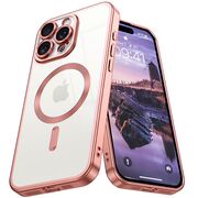 Husa pentru iPhone 16 Pro Max cu MagSafe si protectie pentru lentile anti-shock 1.5 mm transparent - roz