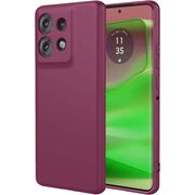Husa pentru  Motorola Edge 50 Liquid Silicone, subțire, captusita cu microfibra, anti amprentă, protectie cameră foto, bordeaux