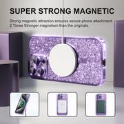 Husa pentru  iPhone 16 Pro cu MagSafe Sparkle Glare Detachable Layer, cu protectie lentile - albastru deschis