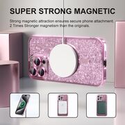 Husa pentru  iPhone 16 Pro cu MagSafe Sparkle Glare Detachable Layer, cu protectie lentile - roz