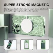 Husa pentru  iPhone 16 Pro Max cu MagSafe Sparkle Glare Detachable Layer, cu protectie lentile - verde deschis