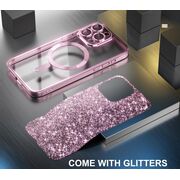 Husa pentru  iPhone 16 Pro cu MagSafe Sparkle Glare Detachable Layer, cu protectie lentile - roz