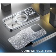 Husa pentru  iPhone 16 Pro cu MagSafe Sparkle Glare Detachable Layer, cu protectie lentile - argintiu