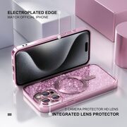 Husa pentru  iPhone 16 Pro cu MagSafe Sparkle Glare Detachable Layer, cu protectie lentile - roz