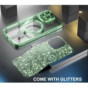Husa pentru  iPhone 16 Pro Max cu MagSafe Sparkle Glare Detachable Layer, cu protectie lentile - verde deschis