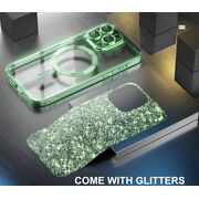Husa pentru  iPhone 16 Pro cu MagSafe Sparkle Glare Detachable Layer, cu protectie lentile - verde deschis