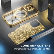 Husa pentru  iPhone 16 Pro Max cu MagSafe Sparkle Glare Detachable Layer, cu protectie lentile - auriu
