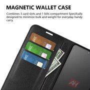 Husa pentru  iPhone 16 Pro Max tip carte cu inchidere magnetica, compartimente pentru carduri si functie stand, negru