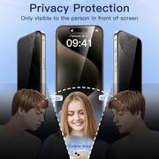 Folie din sticla privacy pentru iPhone 16 Plus GLASS PRO+, margini negre