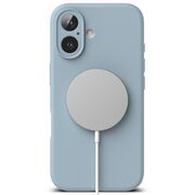 Husa premium pentru  iPhone 16 Plus Silicone Magnetic compatibila MagSafe captusita cu microfibra - albastru