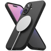 Husa premium pentru  iPhone 16 Plus Silicone Magnetic compatibila MagSafe captusita cu microfibra - negru