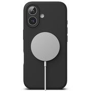 Husa premium pentru  iPhone 16 Plus Silicone Magnetic compatibila MagSafe captusita cu microfibra - negru