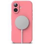Husa premium pentru  iPhone 16 Plus Silicone Magnetic compatibila MagSafe captusita cu microfibra - roz