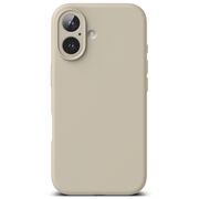 Husa premium pentru  iPhone 16 Silicone Magnetic compatibila MagSafe captusita cu microfibra - bej